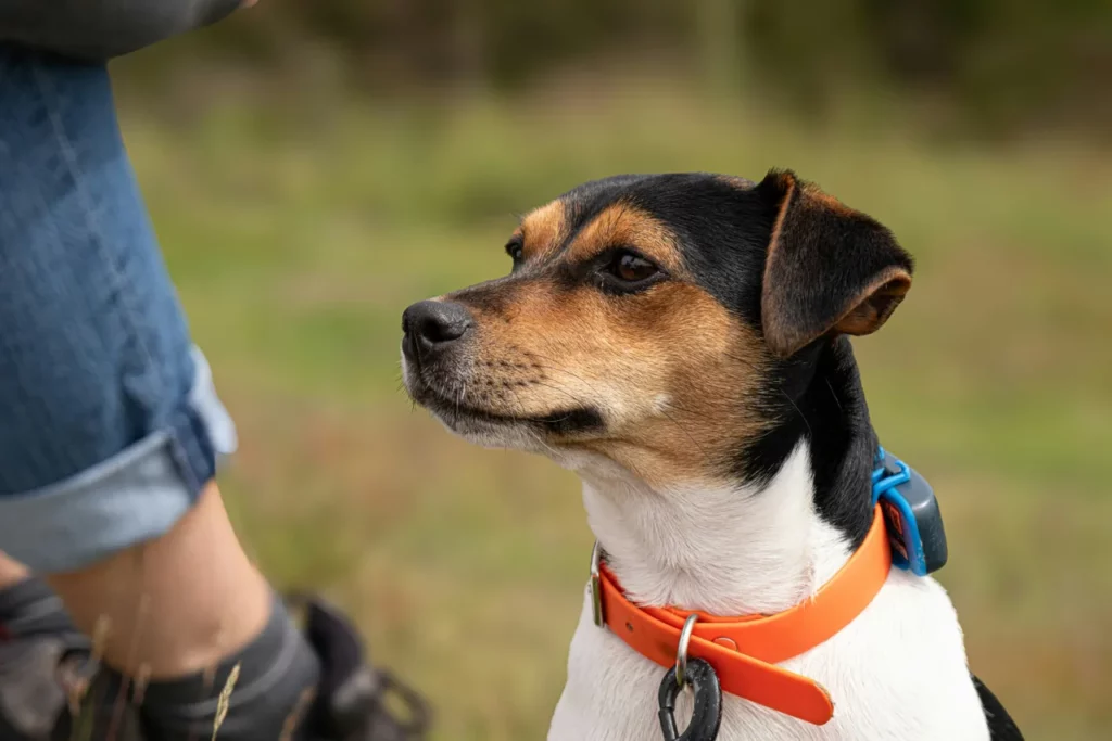 dog wearing a modern training collar using e collar technologies for safe and effective behavior training